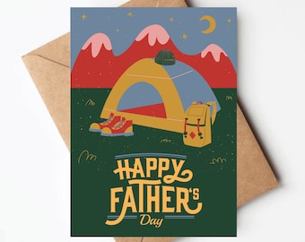 Camp themed Father's Day card, outdoors fathers day card, fishing card for dad, dad birthday card, funny card for dad