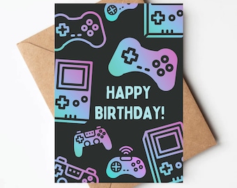 Video game birthday card, gamer card, boys birthday card, kids birthday card