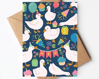 Duck birthday card, cute kids birthday card, unique duck lover birthday card, birthday card for friend