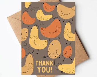 Funny chicken thank you card, unique thank you card for friend, thank you gift, chicken lover card