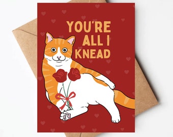 Orange Cat valentines day card, cat anniversary card, cat valentine for girlfriend boyfriend husband wife