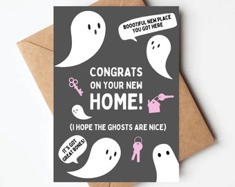 Ghost housewarming card, funny housewarming card, funny new house card