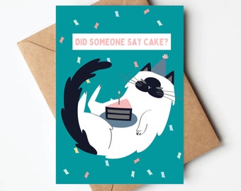 Funny cat birthday card, birthday card for cat lover, funny birthday card