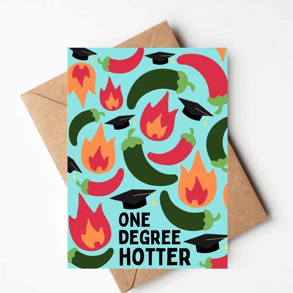 One degree hotter funny graduation card, jalapeño graduation card for college graduate, college grad gift