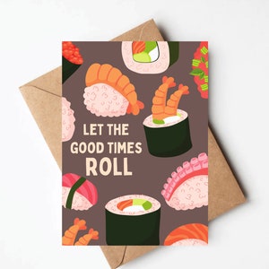 Sushi birthday card, funny birthday card, sushi lover gift, unique birthday card, colorful birthday card