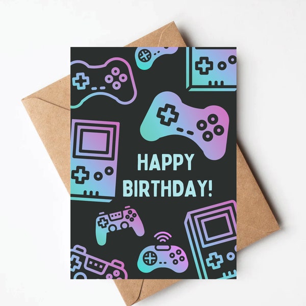 Video game birthday card, gamer card, boys birthday card, kids birthday card