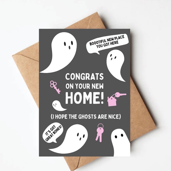 Ghost housewarming card, funny housewarming card, funny new house card
