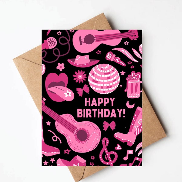 Disco Cowgirl birthday card, rodeo birthday card, rodeo lover card, birthday card for her, country birthday card
