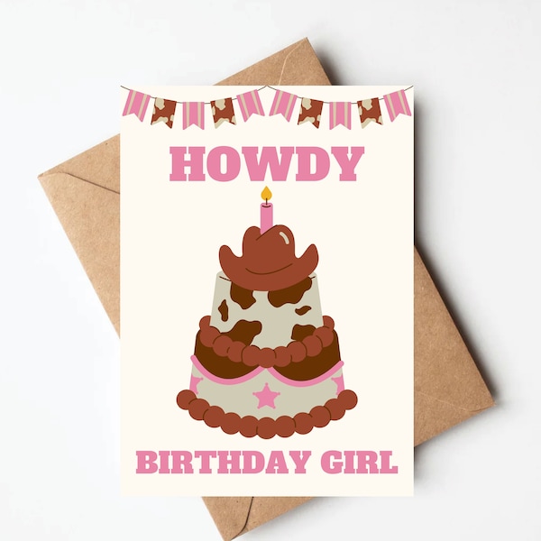 Cowgirl birthday card, rodeo birthday card, horse lover card, birthday card for her, country birthday card