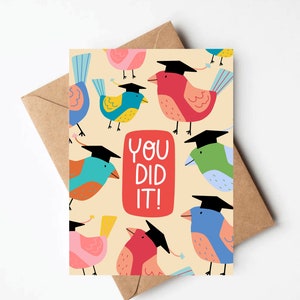 Colorful bird graduation card, funny graduation card for high school or college graduate, bird lover card, unique graduation gift