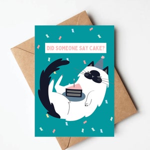 Funny cat birthday card, birthday card for cat lover, funny birthday card