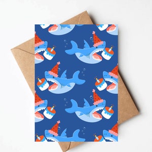 Shark birthday card, cute kids birthday card, unique birthday card, birthday card for him, boy birthday card