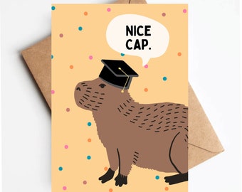 Funny graduation card, capybara graduation card, grad card for him, grad card for him, funny capybara card