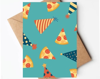 Pizza birthday card, funny birthday card, kids birthday card, boys birthday card, pizza lover card