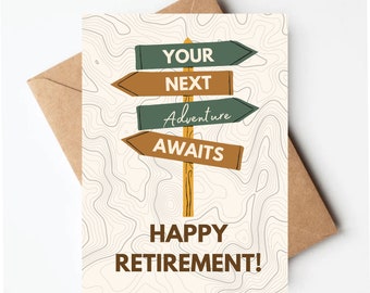 Retirement card, your next adventure awaits, outdoor adventure retirement card