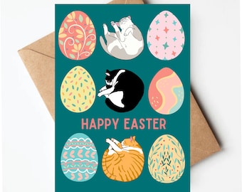 Funny cat Easter card, cute Easter card for cat lover, unique easter cards