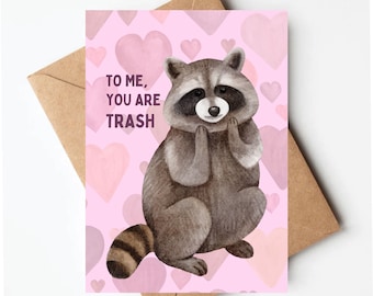 Funny Raccoon valentines day card, Raccoon greeting cards, funny valentines