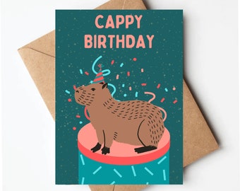 Capybara birthday card, cappy birthday, funny birthday card for her, capybara cards