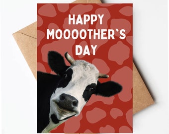 Cow Mother's Day card, funny mothers day card, unique Mother's Day cards, funny cow cards