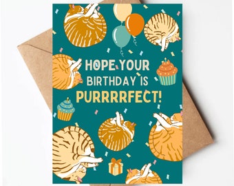 Orange Tabby Cat Birthday Card Ginger Cat Birthday Card Cat - Etsy