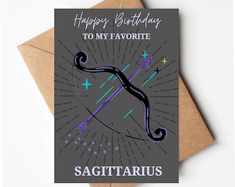 Sagittarius birthday card, zodiac sign birthday card, happy birthday to my favorite sagittarius