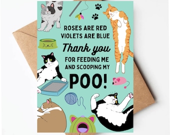 Funny Mother's Day card for cat mom, funny cat mothers day card, mothers day card from cat, funny cat sitter card