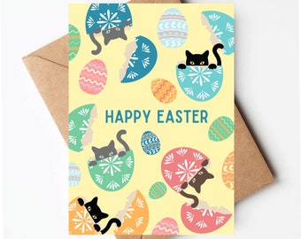 Cat Easter card, cute Easter card for cat lover, unique easter cards, funny cat Easter egg card