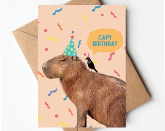 Funny Capybara birthday card, capy birthday, funny birthday card for her, capybara cards