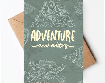 Adventure awaits graduation card, graduation for for him, guy graduation card, graduation card for boy