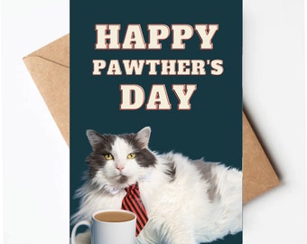 Funny Father's Day card, cat Father's Day card, cat dad card, happy pawther's day, office fathers day card