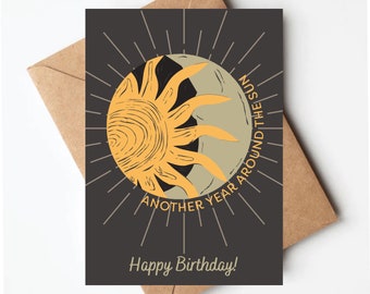 Another trip around the sun birthday card, sun and moon birthday card, birthday card for her