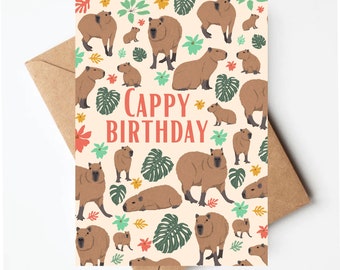 Cute Capybara birthday card, capy birthday, funny birthday card for her, capybara cards, capybara gift