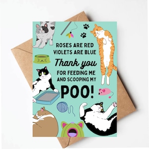 Funny Mother&#39;s Day card for cat mom, funny cat mothers day card, mothers day card from cat, funny cat sitter card