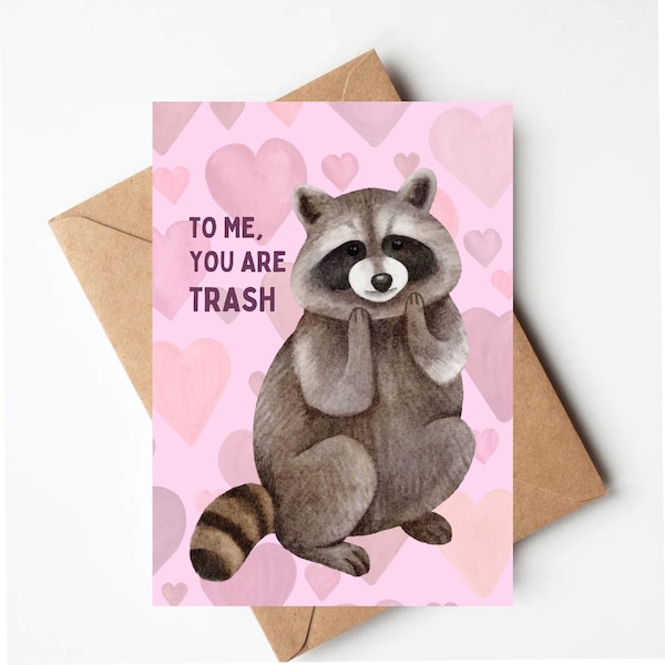 Funny Raccoon valentines day card, Raccoon greeting cards, funny valentines