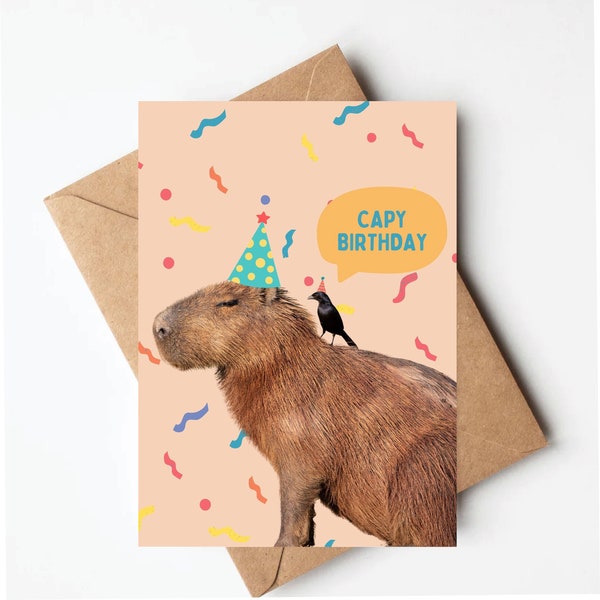 Funny Capybara birthday card, capy birthday, funny birthday card for her, capybara cards
