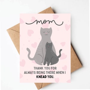 Cat Mother&#39;s Day card, cute cat mom card, funny Mother&#39;s Day card, funny card for mom
