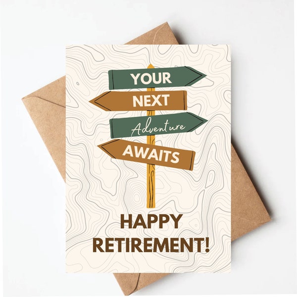 Retirement card, your next adventure awaits, outdoor adventure retirement card