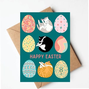 Funny cat Easter card, cute Easter card for cat lover, unique easter cards