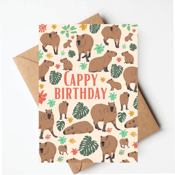 Cute Capybara birthday card, capy birthday, funny birthday card for her, capybara cards, capybara gift
