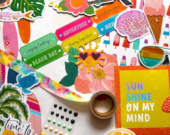SUMMER Mystery junk journal grab bag, scrapbooking ephemera, assorted scrap paper pack