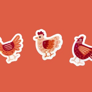 Mini chicken stickers, holographic chicken sticker pack, cute mini stickers for laptop, mini waterproof stickers for water bottles