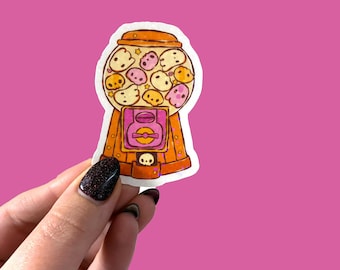 Ghost gumball machine halloween sticker, holographic waterproof sticker for laptop or water bottle