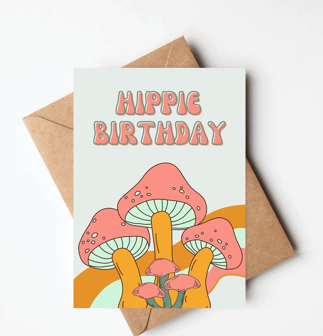 Mushroom Birthday Card, Hippie Birthday Card, Psychedelic Birthday Card