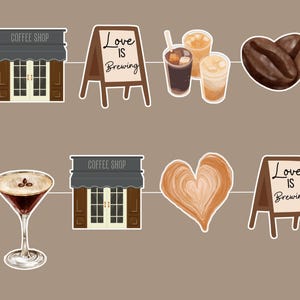 Love is brewing coffee bridal shower garland, cafe banner bunting, coffee shop bachelorette party, bridal shower decorations