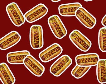 Mini holographic hotdog stickers, bulk mini space filler stickers for laptop or water bottle