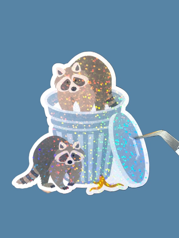 Holographic raccoon sticker, funny laptop sticker, funny sticker for water bottle, raccoon lover gift, raccoon stickers