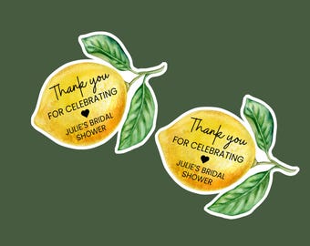 Lemon bridal shower thank you stickers, Amalfi coast Italian bridal shower favors, lemon baby shower, custom favor stickers