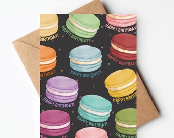 Macaron birthday card, colorful birthday card for her, unique birthday cards