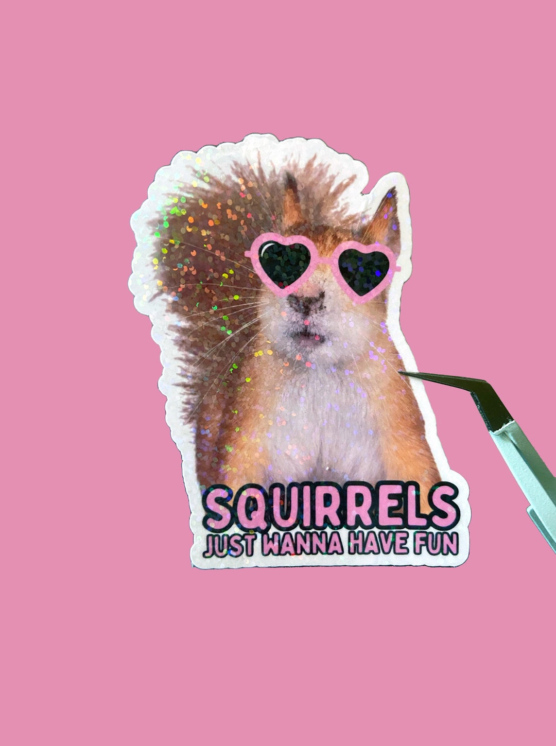Holographic Funny Squirrel Sticker, Squirrels Just Wanna Have Fun, Squirrel Lover Gift, Funny