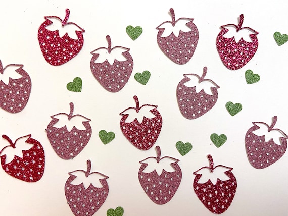 200 pieces of strawberry confetti, berry sweet birthday decorations, strawberry birthday decor, glitter confetti
